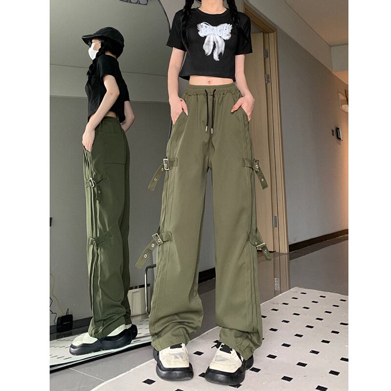 [MGJM Series]★Casual Pants★ 2color Bottoms Black Green Unisex Men's Retro