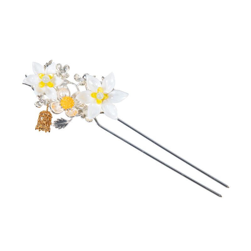 [Ome Anka Series] ★Hair Ornament Hairpin★ Chinese Style Accessories Fireworks Festival Festival Handmade Good Temperament Daffodil