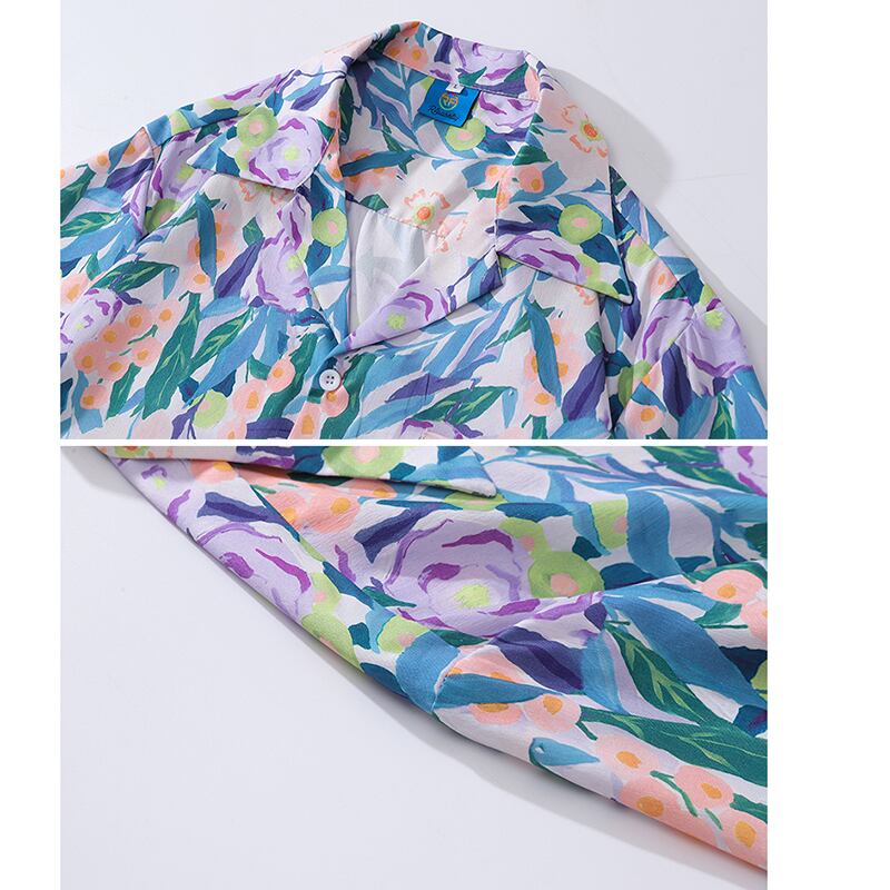 [TRAVEL ISSUANCE Series]★Shirt★ 2color Hawaii Aloha Shirt Print Oil Painting Style Unisex Men's Cute