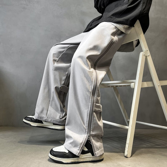 [Leonbinno Series] ★Casual Pants★ Brushed lining 2color Bottoms Pants Unisex Men's Light Gray Black