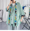 Load image into Gallery viewer, [LANGGUANGHU Series]★Shirt with tie★ 4 colors, floral pattern, casual, Harajuku style, unisex, men's green, black, white, blue
