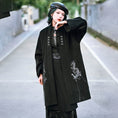 Load image into Gallery viewer, [Kokaisha---Hoshiyado Series] ★China style coat★ Rasha coat long coat embroidery original black black
