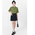 Load image into Gallery viewer, [WEIWU Series]★Shirt★ Tops Designed Women's Short Sleeve Fashion SML Green Green
