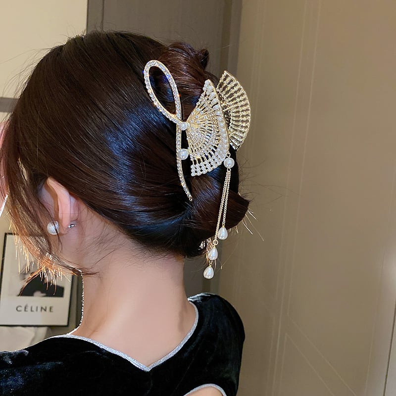 [Drejew Series]★Chinese style hair ornament★ Hair clip, ladies' accessory, folding fan, fringe, retro bun, gift for women