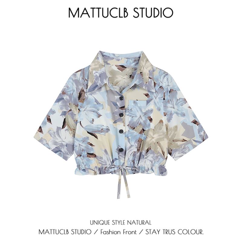 【MATTUCLB STUDIO系列】★襯衫★上衣碎花復古SML短袖襯衫短款