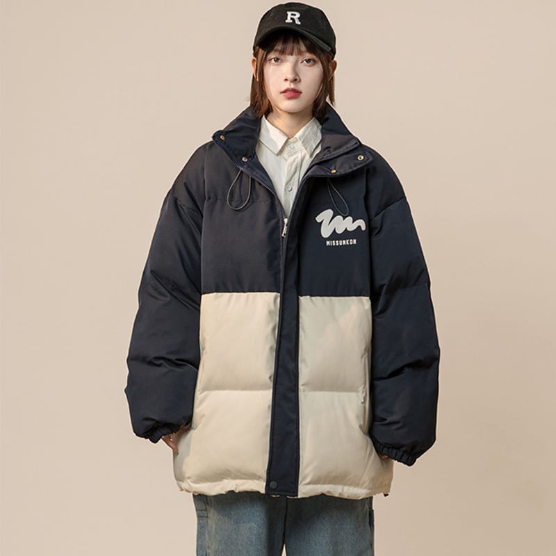 [Suikoishi Series] ★Winter coat★ Cotton coat outerwear 3color Unisex Men's color scheme Casual SML XL 2XL