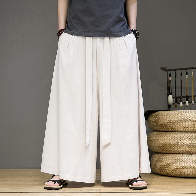 [JUNYI Series]★China Style Pants★ 3color Gaucho Pants Plain Unisex Men's Black White Large Size