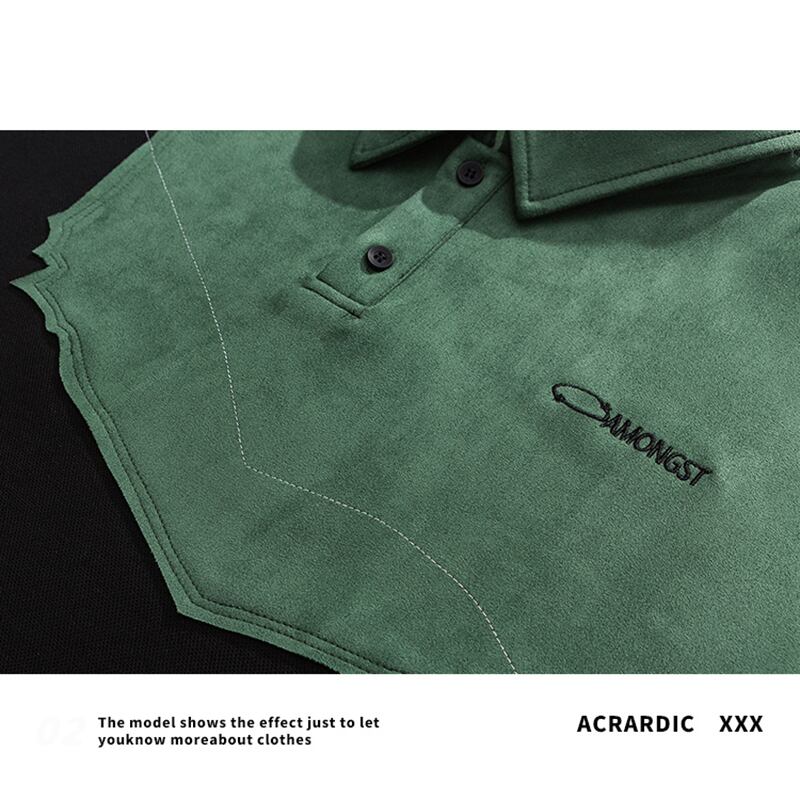 [ACRARDIC Series] ★POLO Shirt★ Tops Unisex Men's Switching Short Sleeve Black Green