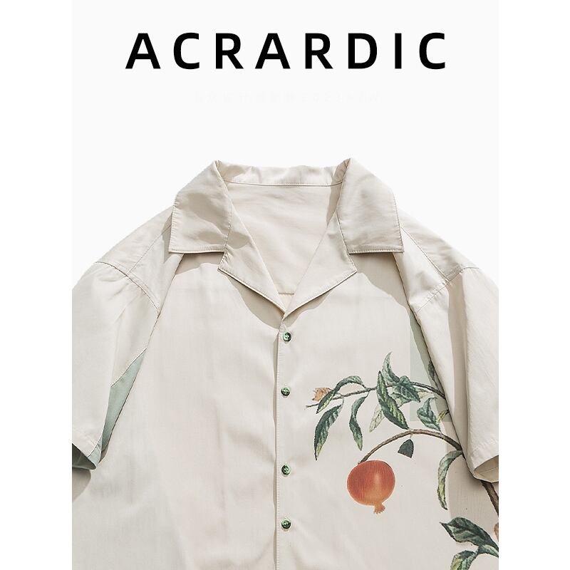 [ACRARDIC Series]★Shirt★ Tops Unisex Men's Pomegranate Short Sleeve Shirt Summer Clothes SML XL 2XL