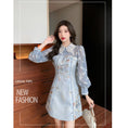 Load image into Gallery viewer, [Yuyubei Ura Series] ★Chinese style dress★ Switching lace blue blue cute date improving temperament
