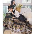 Load image into Gallery viewer, [Shimizu Kei Series] ★Long Skirt★ Limited Quantity Chinese Clothing Pleated Skirt Hanfu Wrap Skirt Rabbit Yoshigumo Black Green Blue
