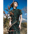 Load image into Gallery viewer, [Da Qinglong Shu Series]★China style dress★ Improved Chinese dress Sexy Velvet Long Length Original Photography Green Green Summer
