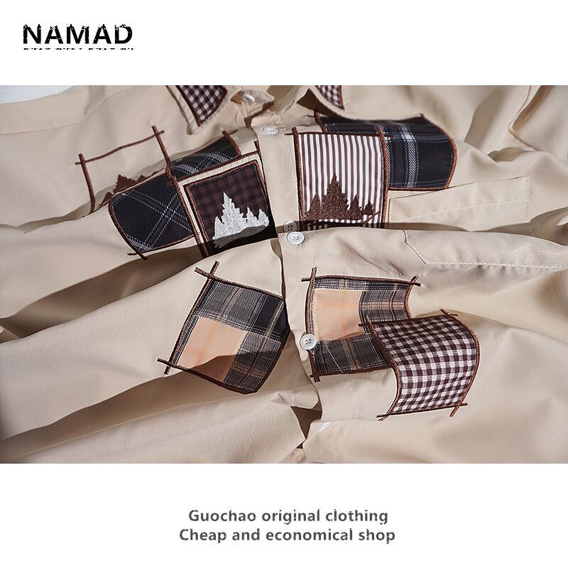 [NAMAD Leeds] ★Retro Shirt★ Long sleeve shirt tops switching ML XL 2XL easy to match casual