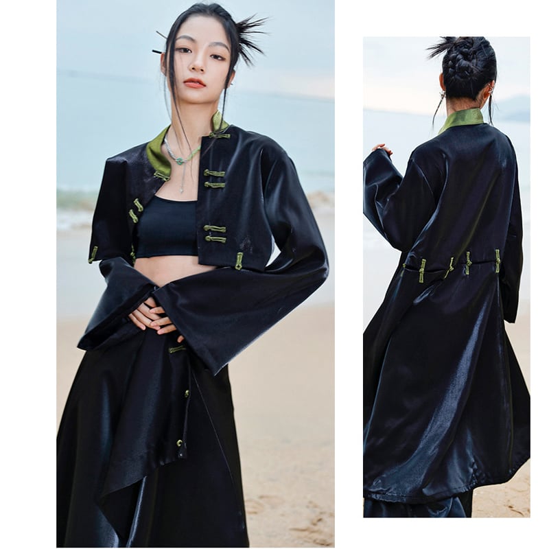 [Big Blue Dragon Series] ★China style coat★ 3 ways to wear Tops Black Black Color scheme Cool