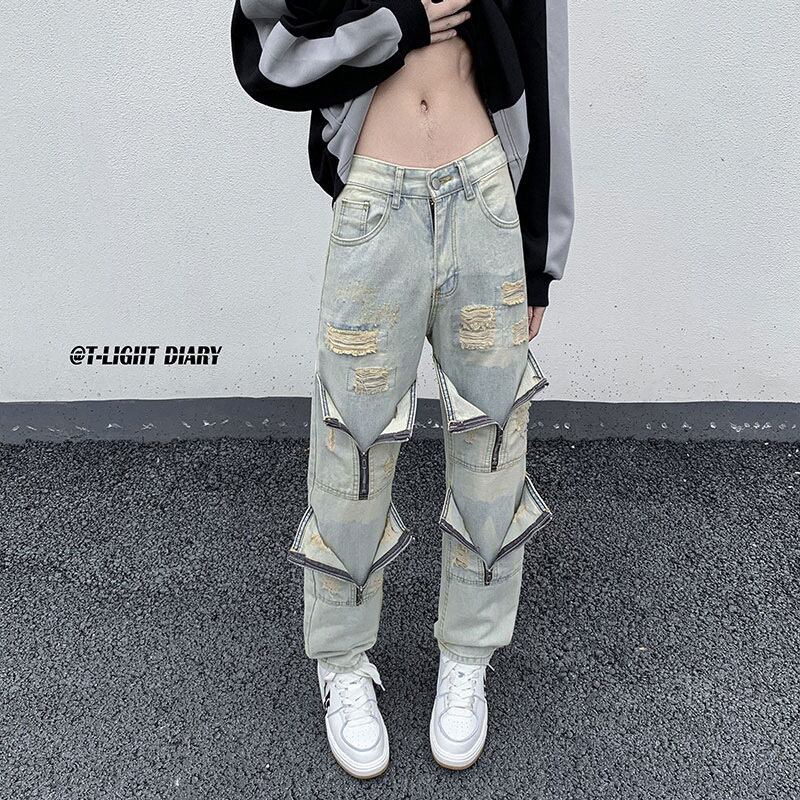 [DULAIEN Series] ★Denim Pants★ Casual Pants 2color Unisex Men's Large Size Unique