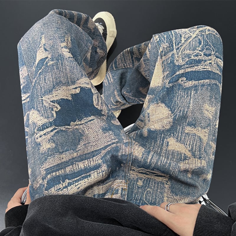 [NANSHI Series]★Denim Pants★ Bottoms Pants Unisex Men's Print Unique Large Size