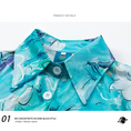 Load image into Gallery viewer, [ANAMONE STUDIO series] ★Floral pattern shirt★ Tops Short sleeve shirt Summer clothes Oil painting style SML Short length Blue Blue
