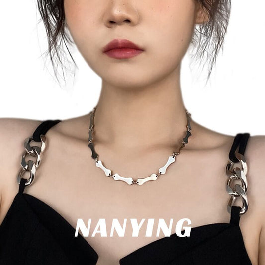 [NANYING Series] ★Necklace★ Simple, unisex, bone shape, easy to match, men's and women's accessories