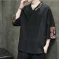 Load image into Gallery viewer, [JUNYI Series]★China style T-shirt★ Tops 3color Unisex Men's Large size Embroidery V neck
