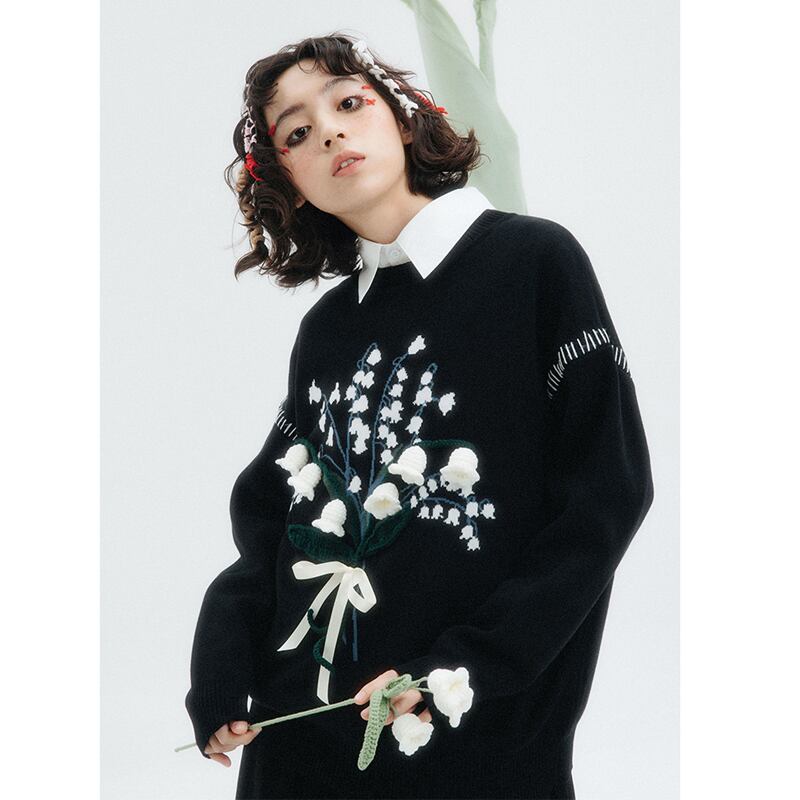 [Yangji Great Dream Series]★China style sweater★ Tops Lily of the Valley, Suzuran Design Original Cute