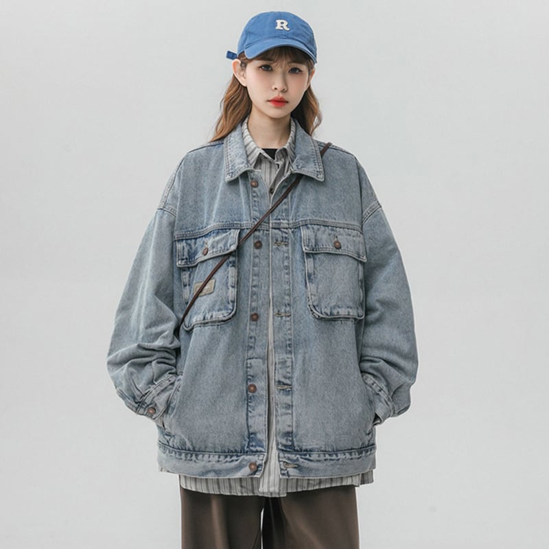 [FKZ Series]★Jacket★ 2color Outer Denim Jacket Unisex Men's Loose Spring Clothes Jeans