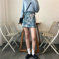 Load image into Gallery viewer, [YANGYANG Series] ★Mini skirt★ Bottoms Floral pattern skirt Oil painting style skirt Large size Blue Blue
