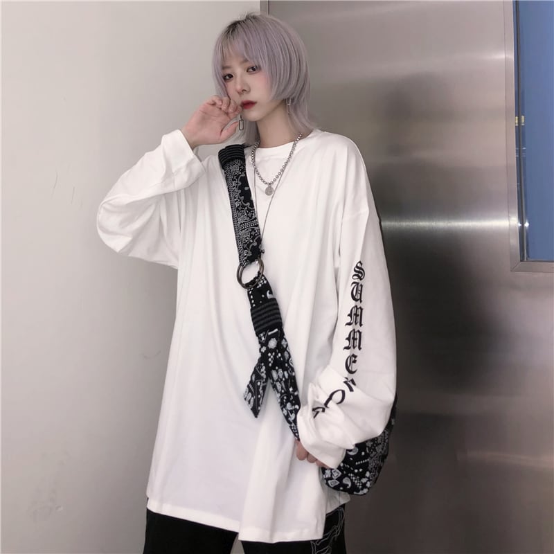 [Style Series]★T-shirt★ Tops 2color Alphabet Loose Black White Black White Unisex Couple Clothes Men's