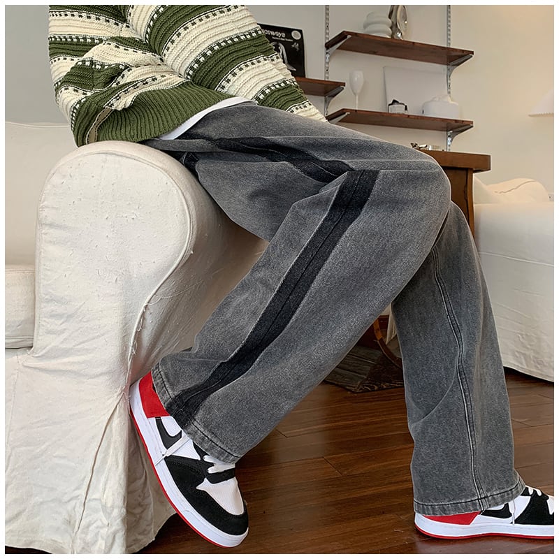 [V37 Series]★Denim Pants★ 2color Bottoms Unisex Men's Trousers Casual Simple Easy to Match