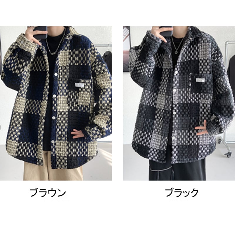 [PPG series] ★Jacket★ 2color outer plaid pattern unisex men's large size