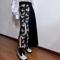 Load image into Gallery viewer, [True fish series] ★China style skirt★ Bottoms slit print butterfly switching unique black black
