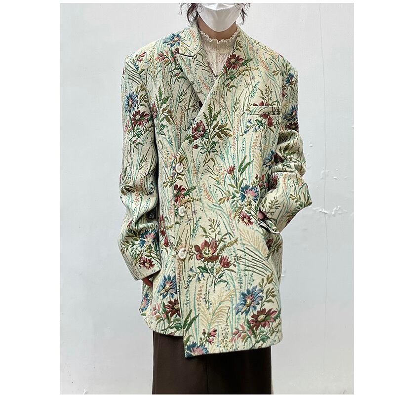 [14GSL Series]★China style outerwear★ Blazer Floral Pattern Retro Unisex Men's Casual ML XL