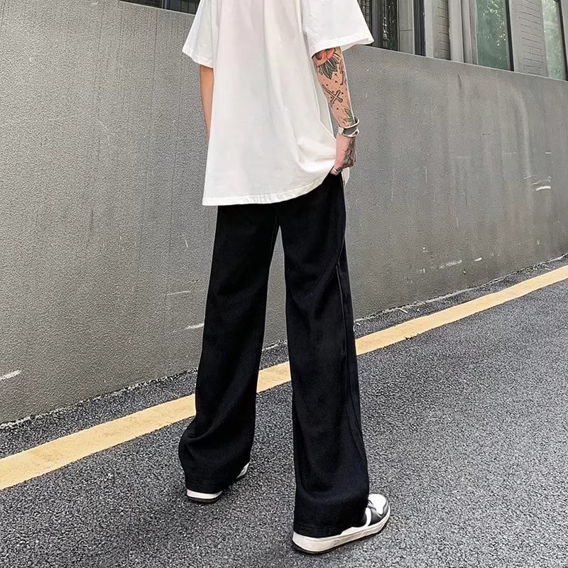 [MGJM Series]★Denim Pants★ 2color Bottoms Trousers Unisex Men's Slimming Black White Easy to match