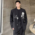 Load image into Gallery viewer, [Remembering Youth Series] ★China Style Blazer★ Outerwear Unisex Men's Embroidery Floral Pattern Cool Black Black
