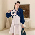 Load image into Gallery viewer, [ANNXstudio series] ★Outer★ Tops Designed Flower Cute Short length Blue Blue
