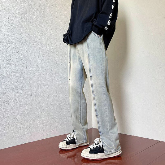 [KAAIER Series]★Denim pants★ 2color bottoms pants unisex men's retro easy to match slimming