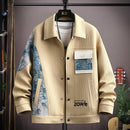 [MDW Series]★Jacket★ 3color Outer Switching Oil Painting Style Unisex Men's Large Size White Black Yellow