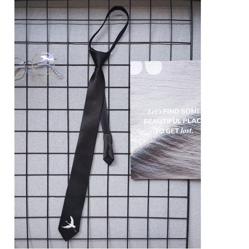 [Kuratakakoya Series] ★Tie★ 2color Black or Silver Crane Easy to match Accessories Casual