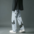 Load image into Gallery viewer, [Snow Qiongsi Series]★Denim Pants★ 2color Bottoms Pants Unisex Men's Butterfly Print Unique Black Blue
