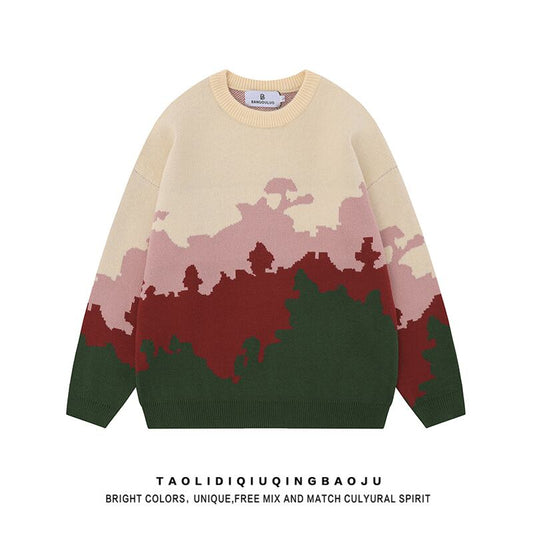 [Escaped Earth Series] ★Sweater★ 2color Knit Tops Christmas Unisex Men's Color Scheme Purple Green