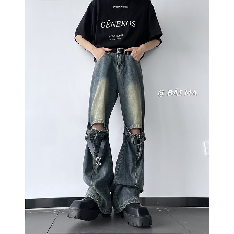 [ZHUIYI Series]★Denim Pants★ Trousers Bottoms Unisex Men's Distressed Stylish Retro ML XL 2XL