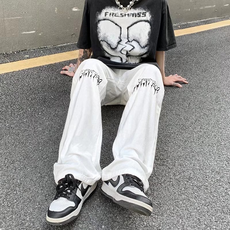 [MGJM Series]★Denim Pants★ 2color Bottoms Trousers Unisex Men's Slimming Black White Easy to match