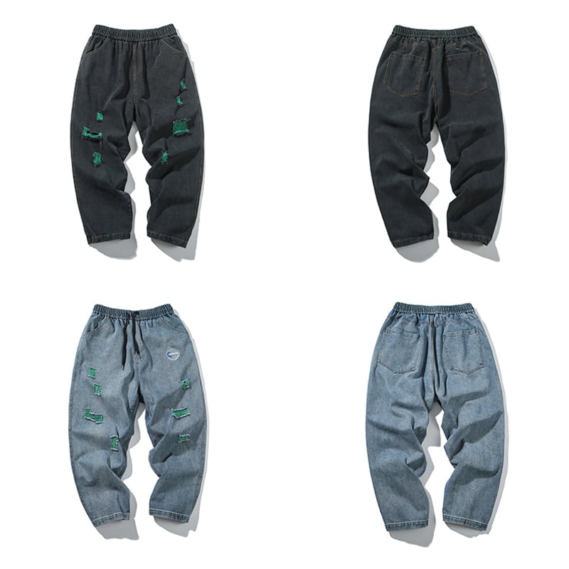 [XUNJIA series]★Denim pants★ 2color bottoms pants unisex men's large size color scheme black blue