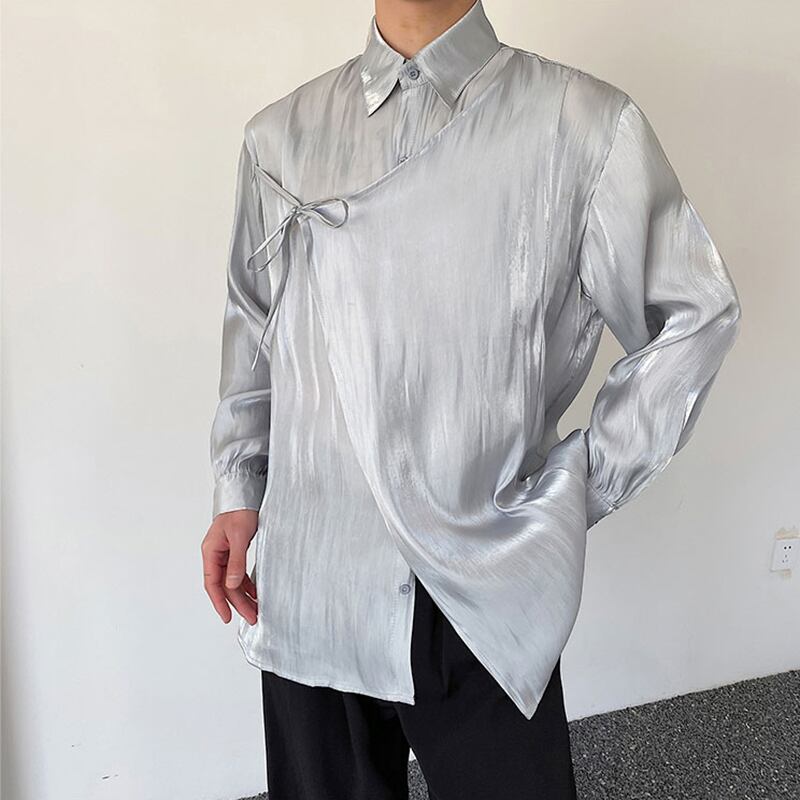 [Illustrated series] ★China style shirt★ 2color tops, unisex, men's long sleeve shirt, thin design.