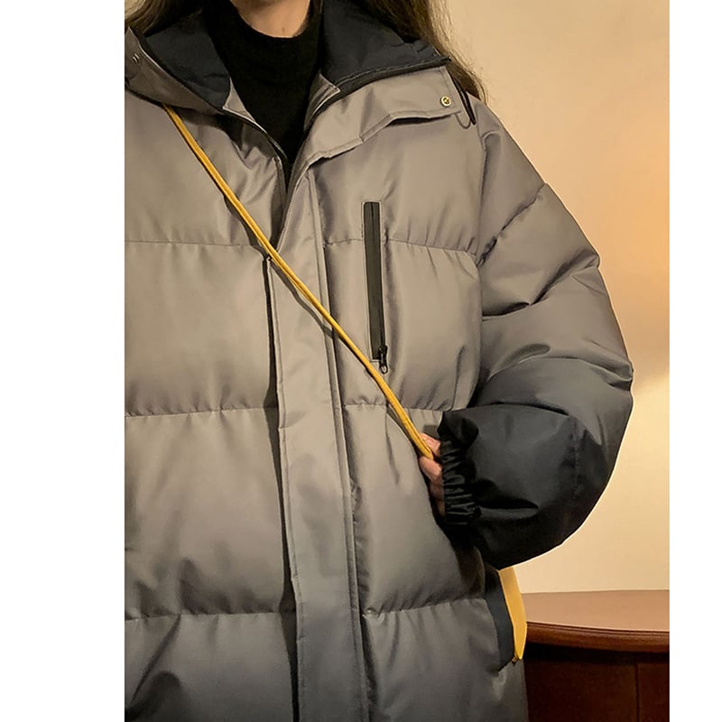 [GEBOXUAN Series] ★Coat with cotton insert★ 2color outer winter coat gradation unisex men's large size thick warm