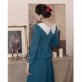 Load image into Gallery viewer, [Tatsuze Chenis Series]★Setup★ 2-piece set Tops + Skirt Blue Blue Slimming Date Commuting SML
