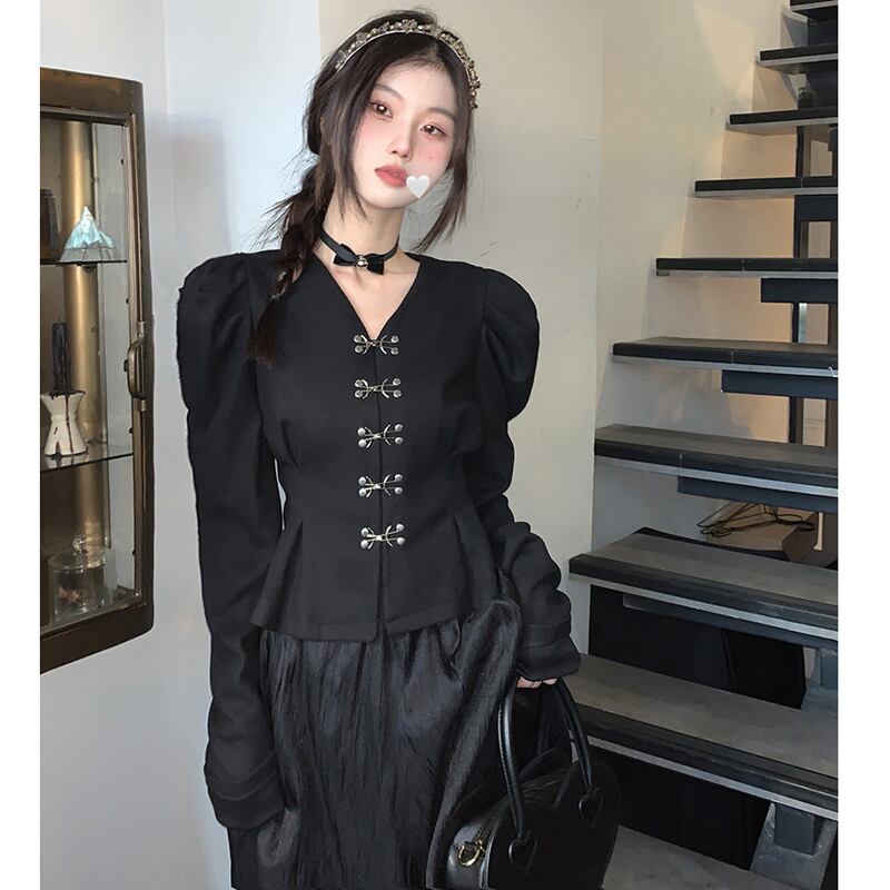 [ZUOXIAOJIE series]★Setup, single item order★ Tops or skirts, slimming, cheap, cute, black, black