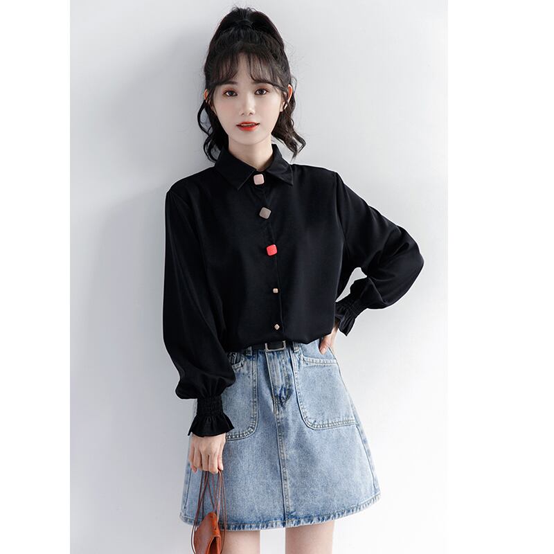 [ZISU0 Series]★Shirt★ Tops Fashion Ladies Black Commuting Office Lady Easy to match