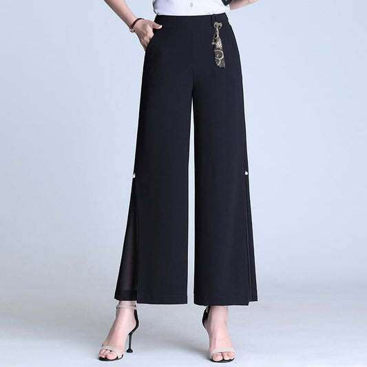 [Aooka Series] ★ Gaucho pants ★ Chiffon slit chiffon high waist slimming large size