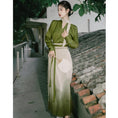 Load image into Gallery viewer, [Az Suna Series] ★Chinese style setup★ 2-piece set Shirt Maki skirt Green Green S M L XL
