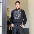 Load image into Gallery viewer, [Illustrated Series]★China Style Shirt★ Tops Unisex Men's Black Bamboo Pattern Switching Chinese Clothes
